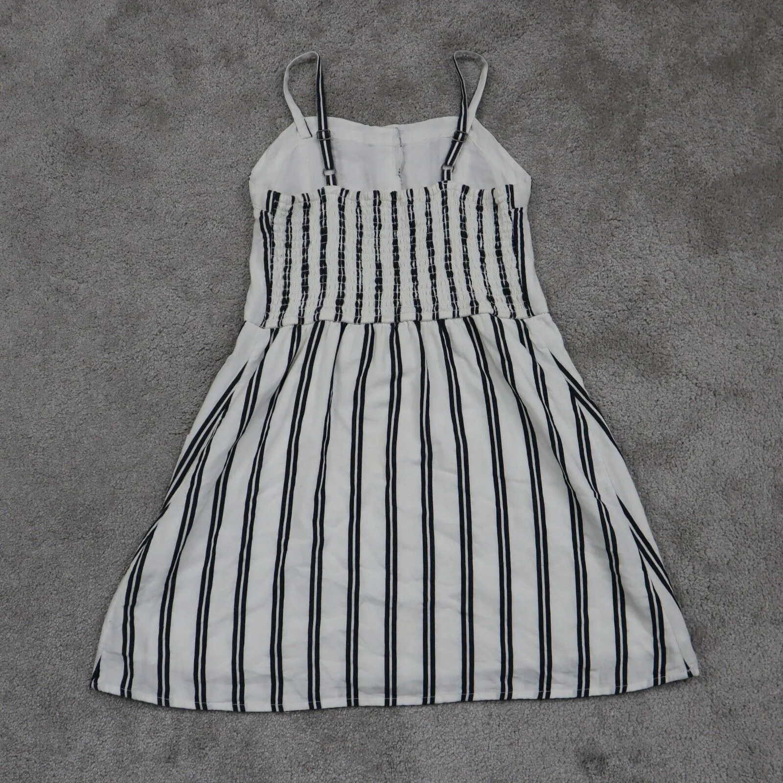 Abercrombie Women A Line Mini Dress Striped Sleeveless White Black Kids SZ 9/10