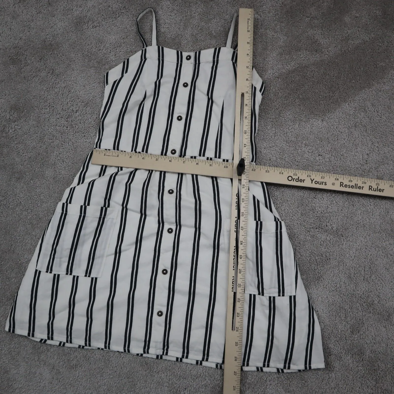 Abercrombie Women A Line Mini Dress Striped Sleeveless White Black Kids SZ 9/10