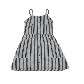 Abercrombie Women A Line Mini Dress Striped Sleeveless White Black Kids SZ 9/10