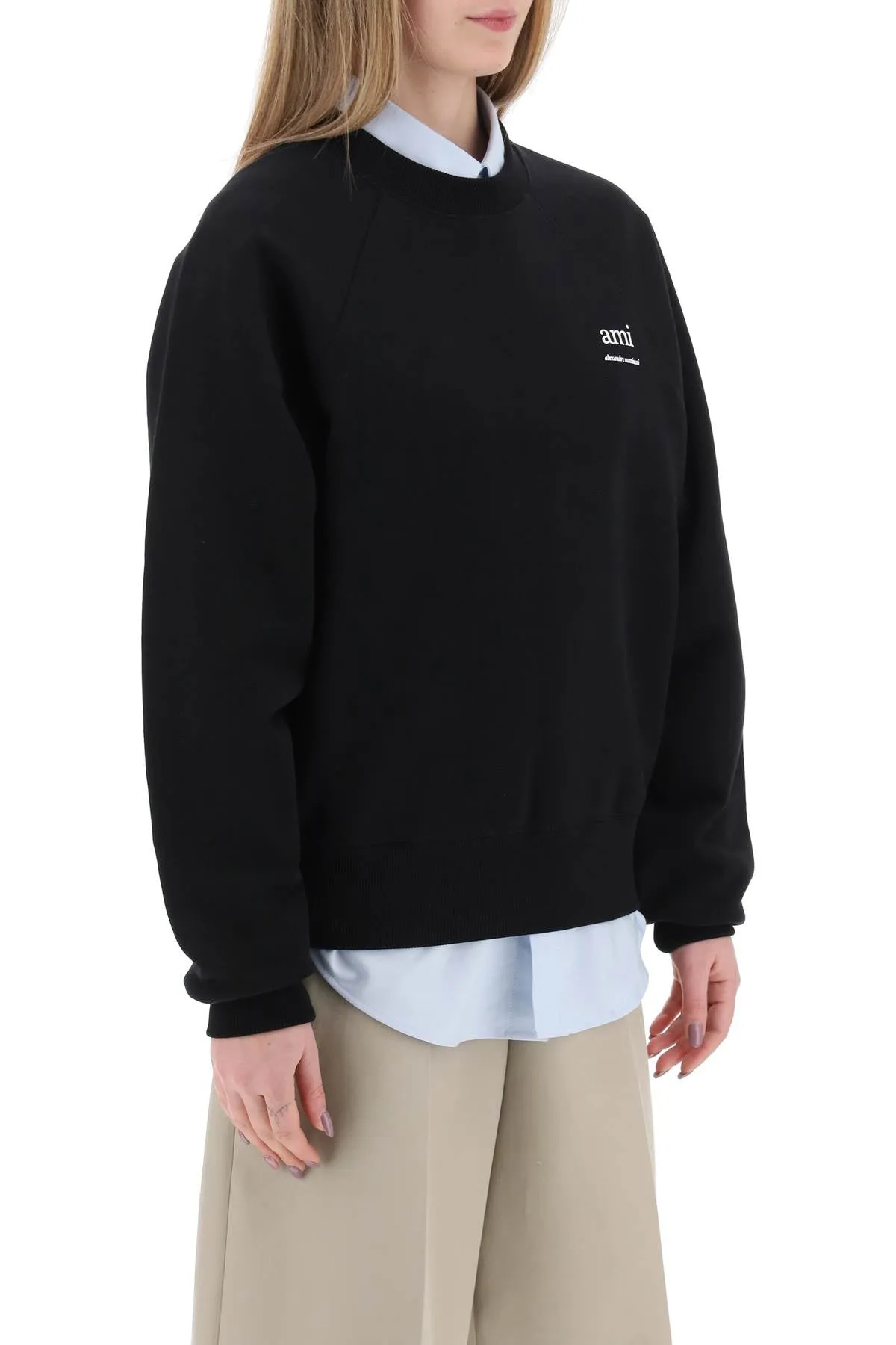 Ami paris organic cotton crewneck sweatshirt