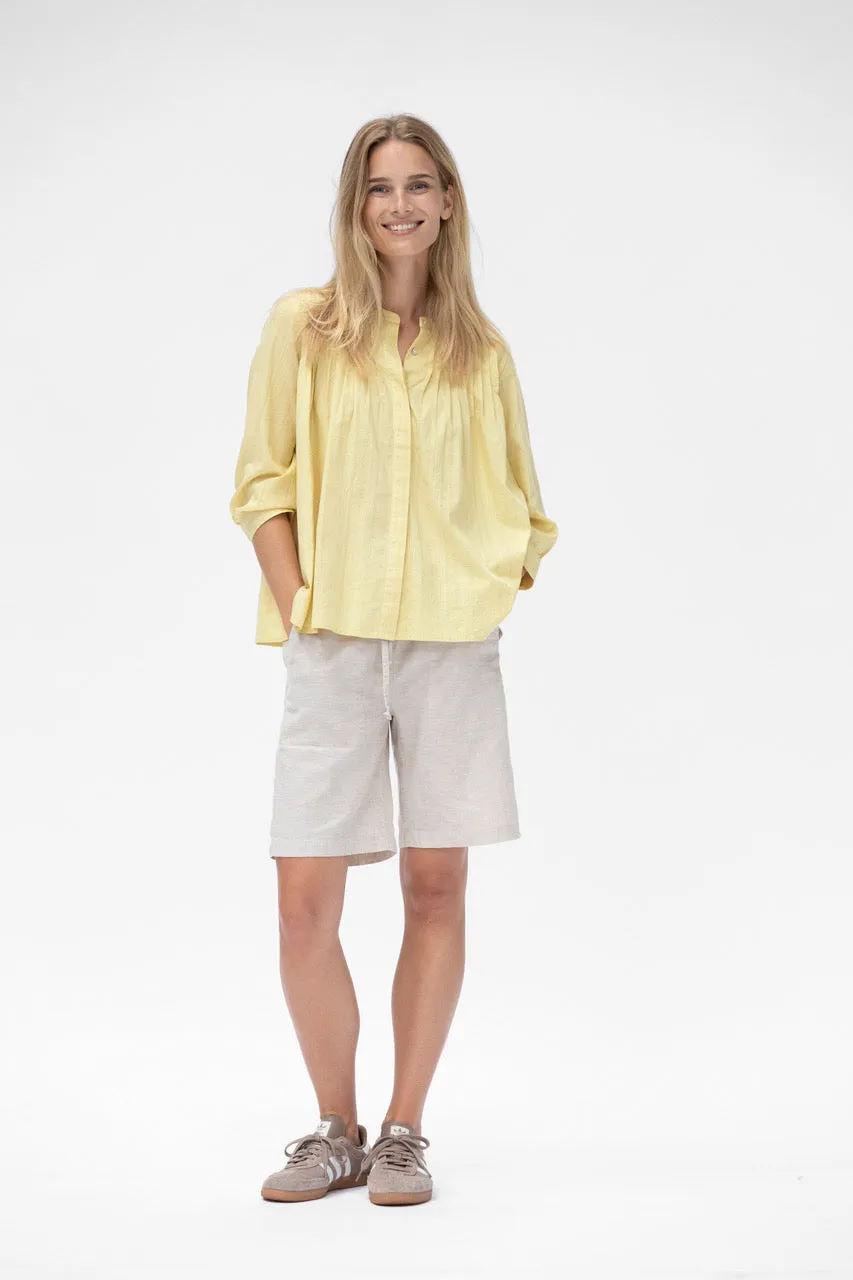 Antonie cotton/linen Long Shorts - Chalk