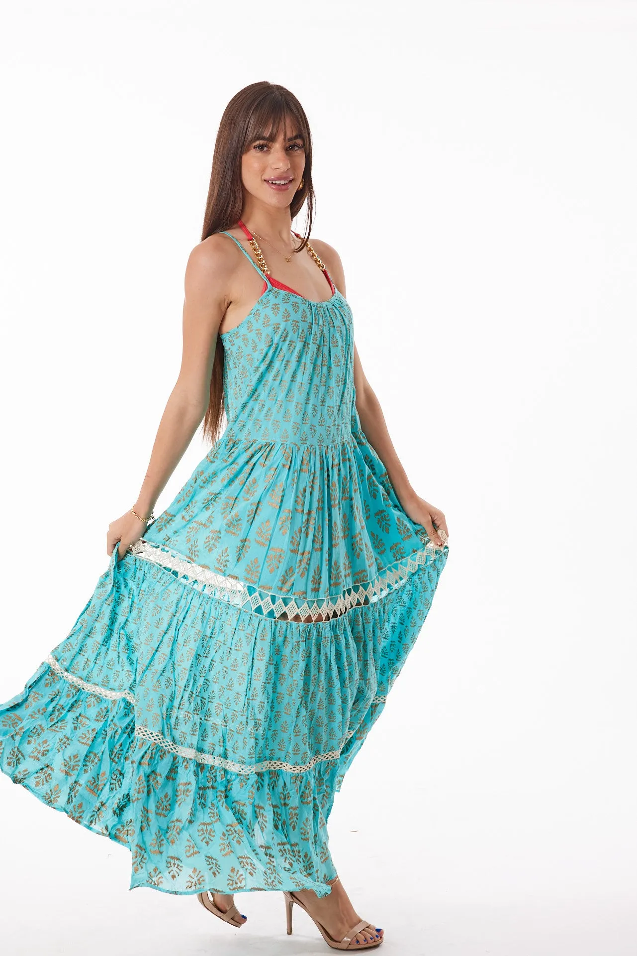Aqua lurex dress