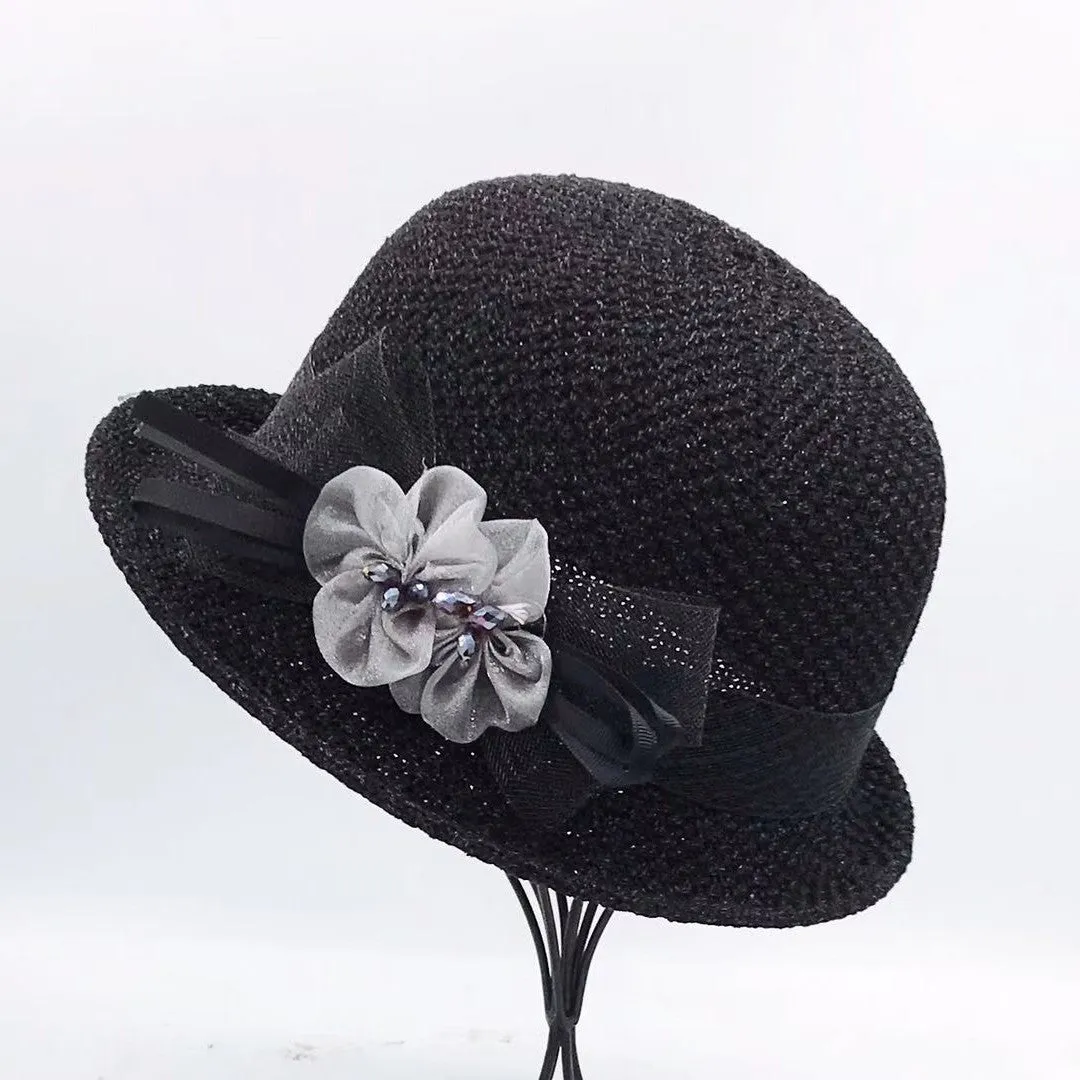 Art Khaki Tulle Floral Floppy Sun Hat LY504