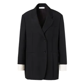 Black Wool Silk Blazer