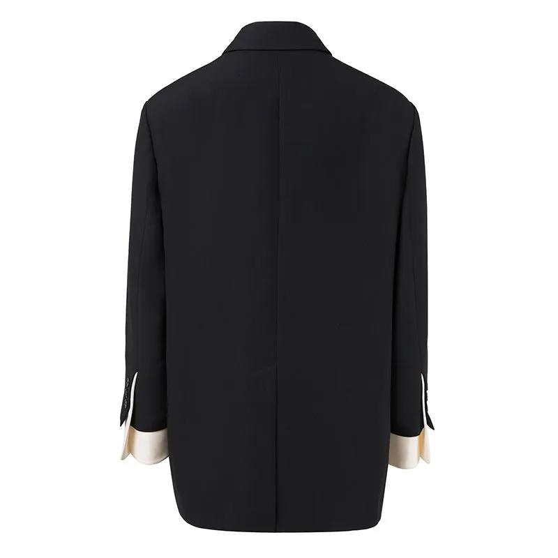 Black Wool Silk Blazer
