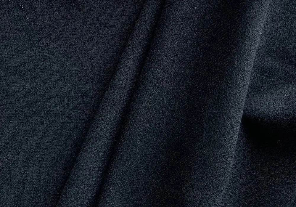 Blackened Navy Blue Wool Crepe