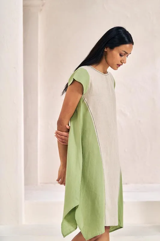 Cap Sleeve 2 Colour Dress Pastel Green