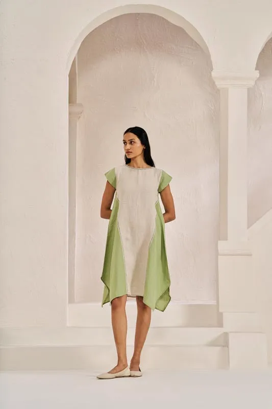 Cap Sleeve 2 Colour Dress Pastel Green