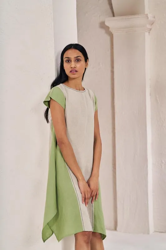 Cap Sleeve 2 Colour Dress Pastel Green