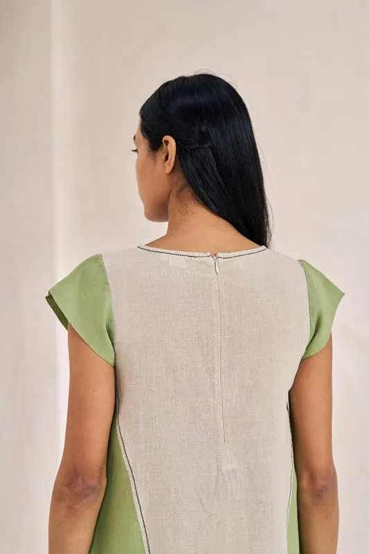 Cap Sleeve 2 Colour Dress Pastel Green