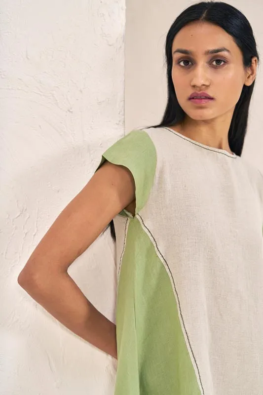 Cap Sleeve 2 Colour Dress Pastel Green