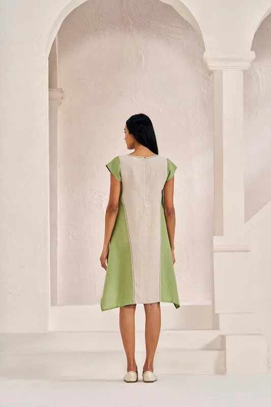 Cap Sleeve 2 Colour Dress Pastel Green