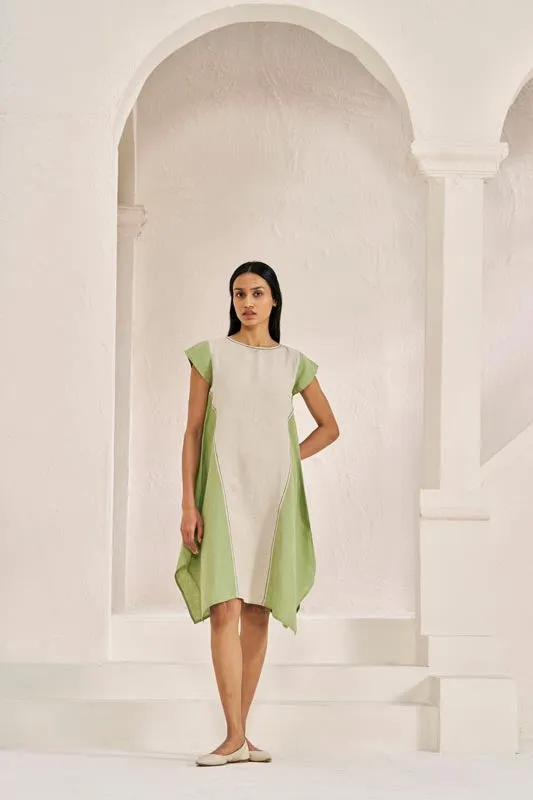 Cap Sleeve 2 Colour Dress Pastel Green