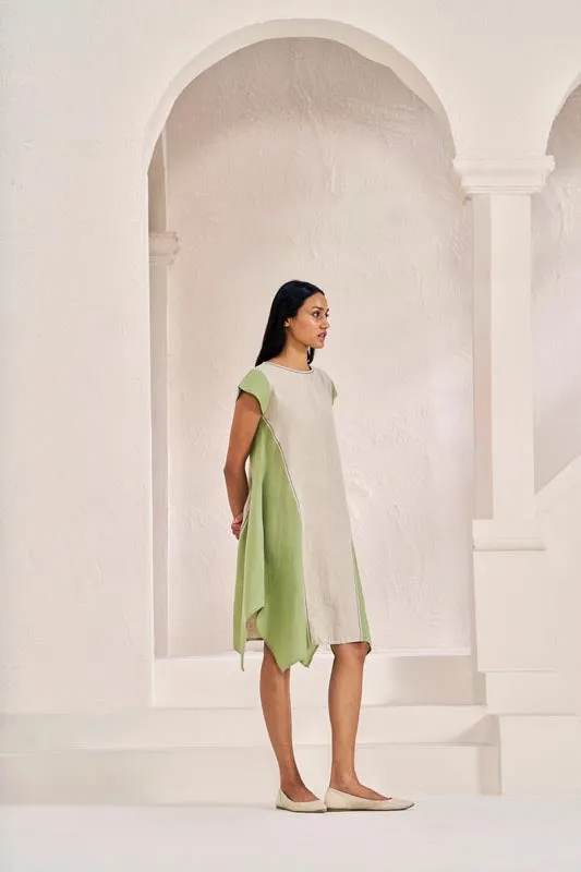 Cap Sleeve 2 Colour Dress Pastel Green
