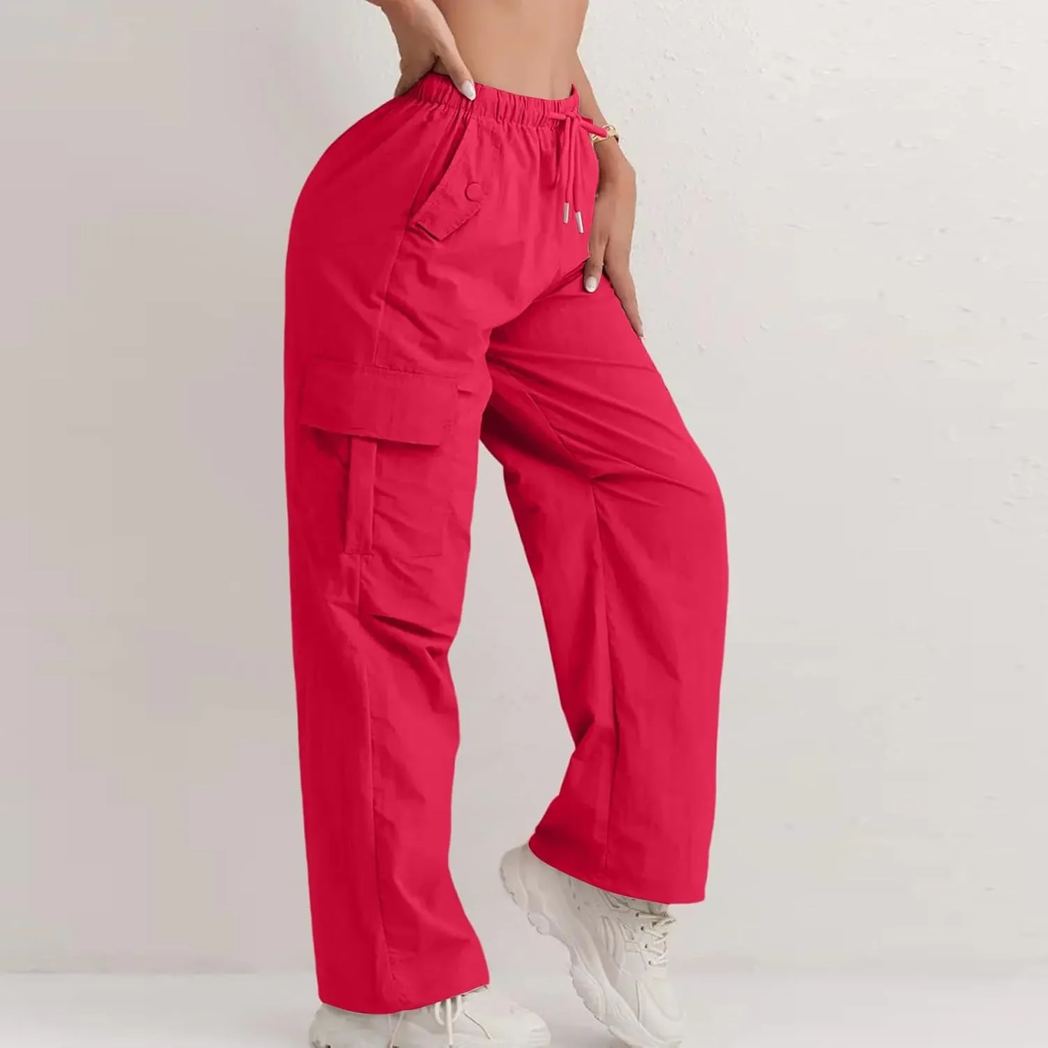 Cargo Pants for Women Stretchy Loose Quick Dry Parachute Pants with Multi Pockets Summer Fashion Outdoor Streetwear