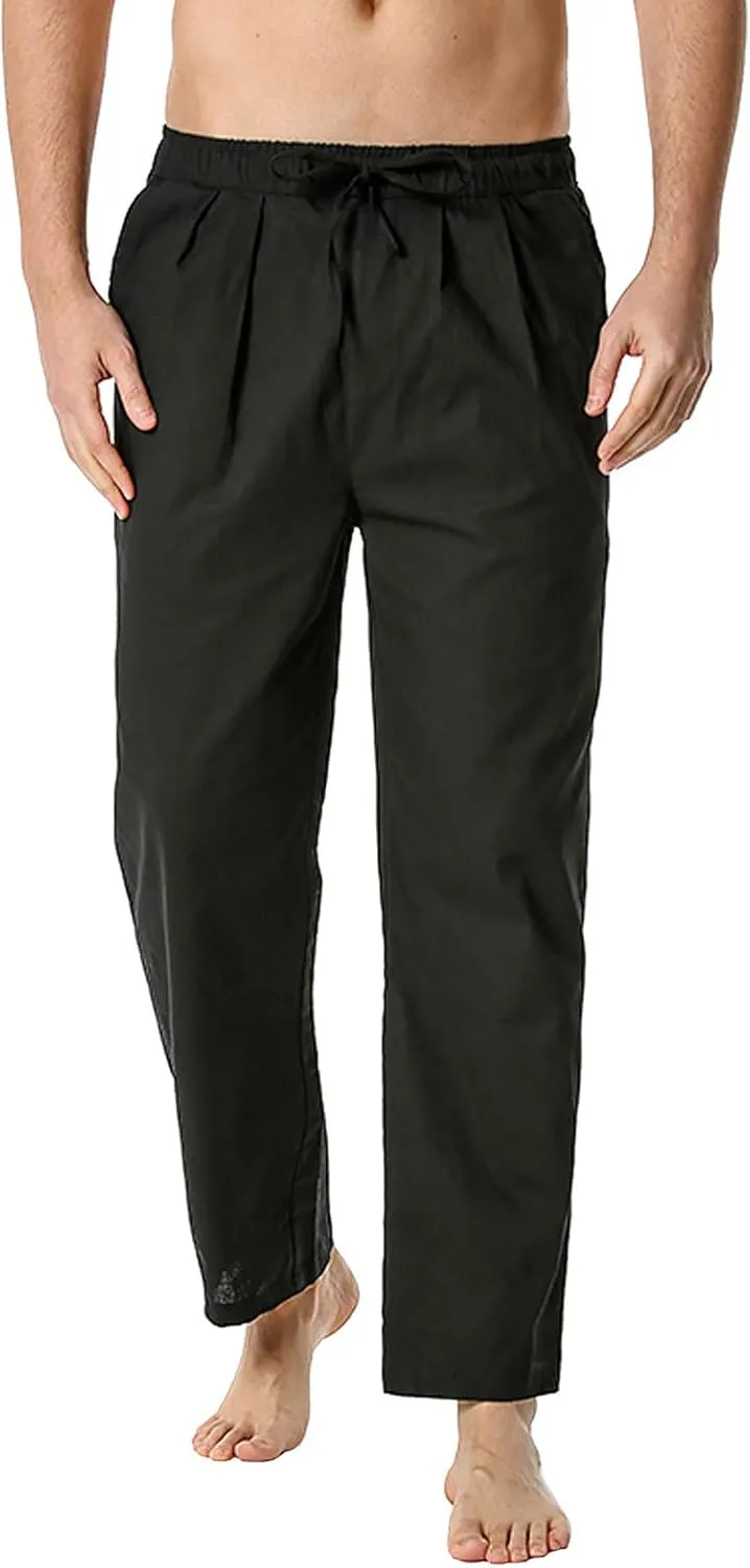 Casual Pants for Men Tapered Loose Fit Big and Tall Trousers with Pockets Elastic Waist Yoga Dress Pants 2025