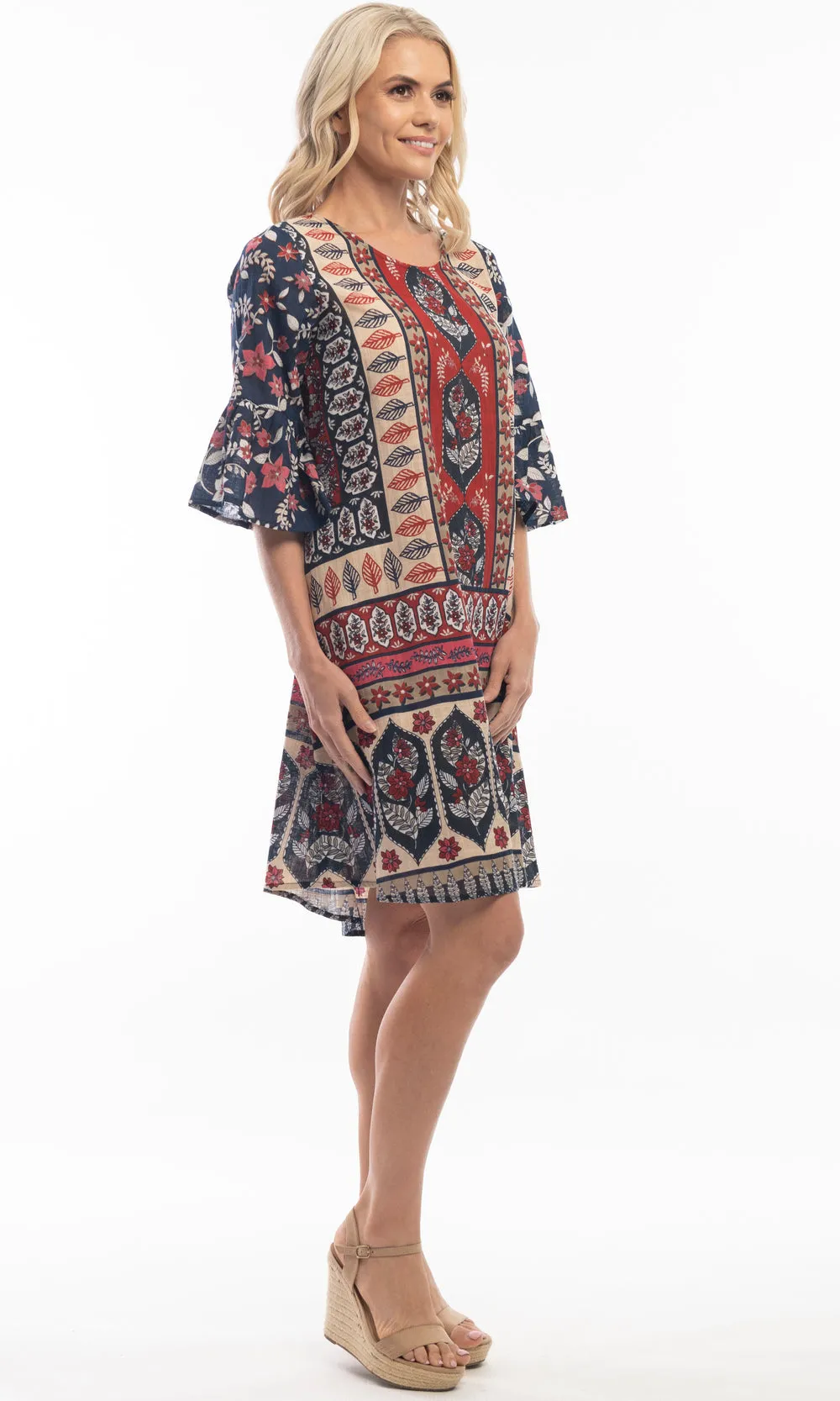 Cotton Dress Ruffle Sleeve Petra