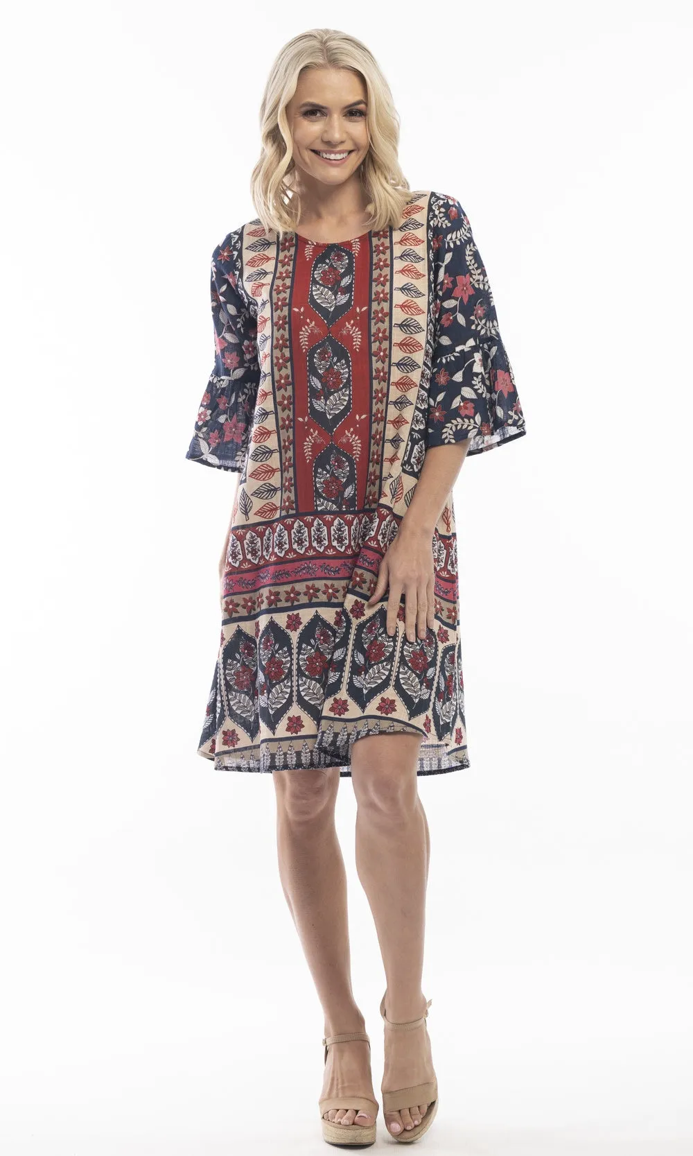 Cotton Dress Ruffle Sleeve Petra