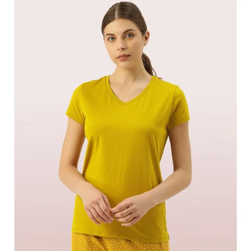 ENAMOR-E067 ESSENTIALS COTTON BASIC "V" TEE