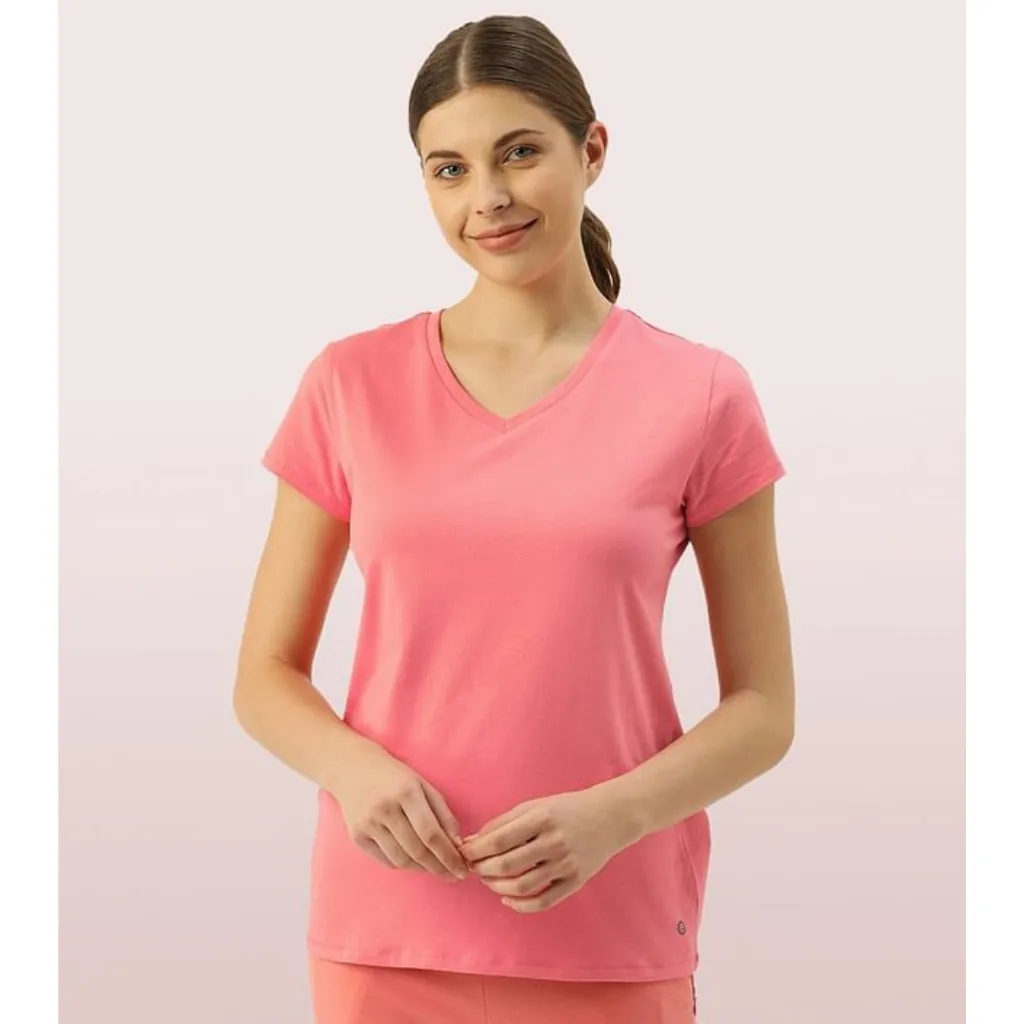 ENAMOR-E067 ESSENTIALS COTTON BASIC "V" TEE