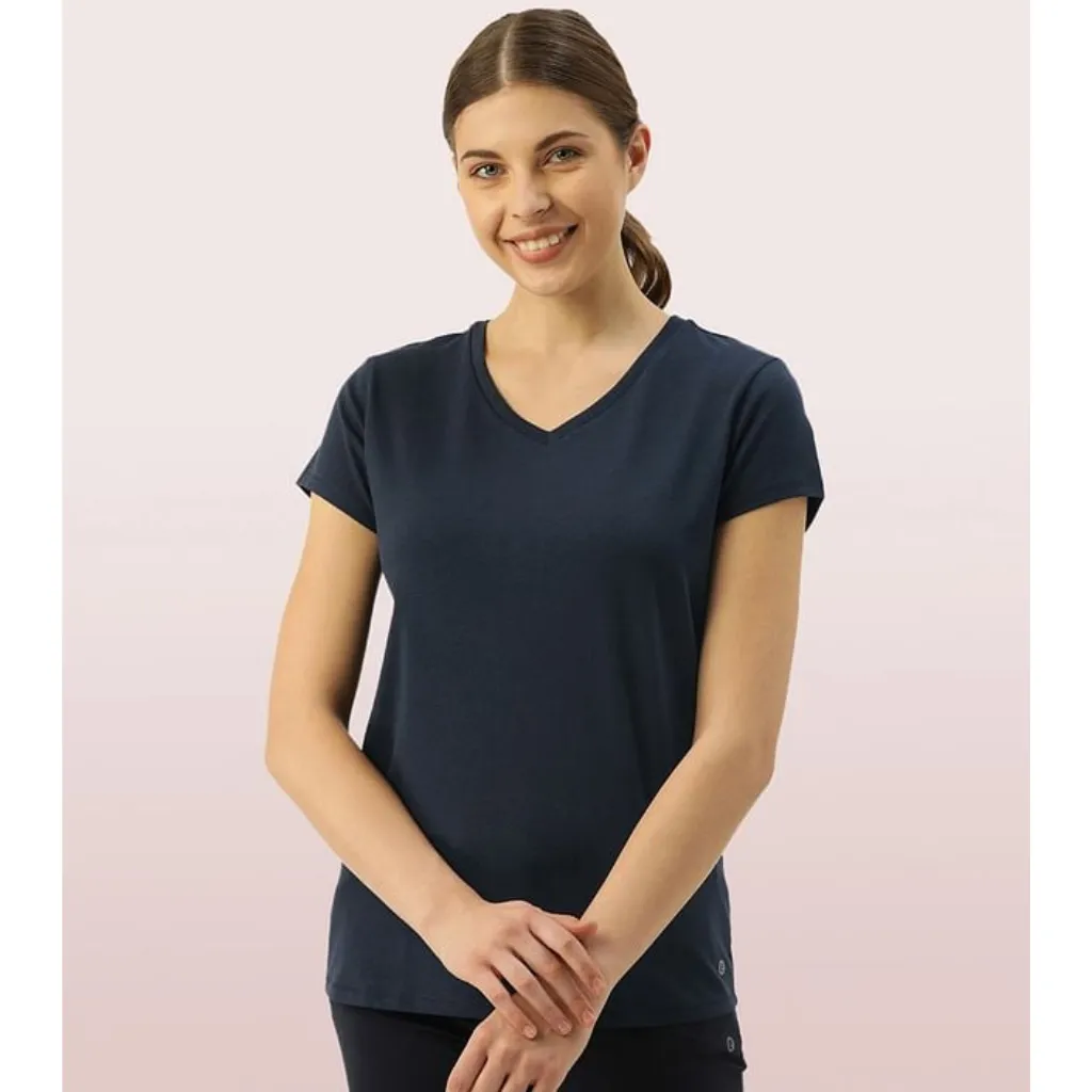 ENAMOR-E067 ESSENTIALS COTTON BASIC "V" TEE