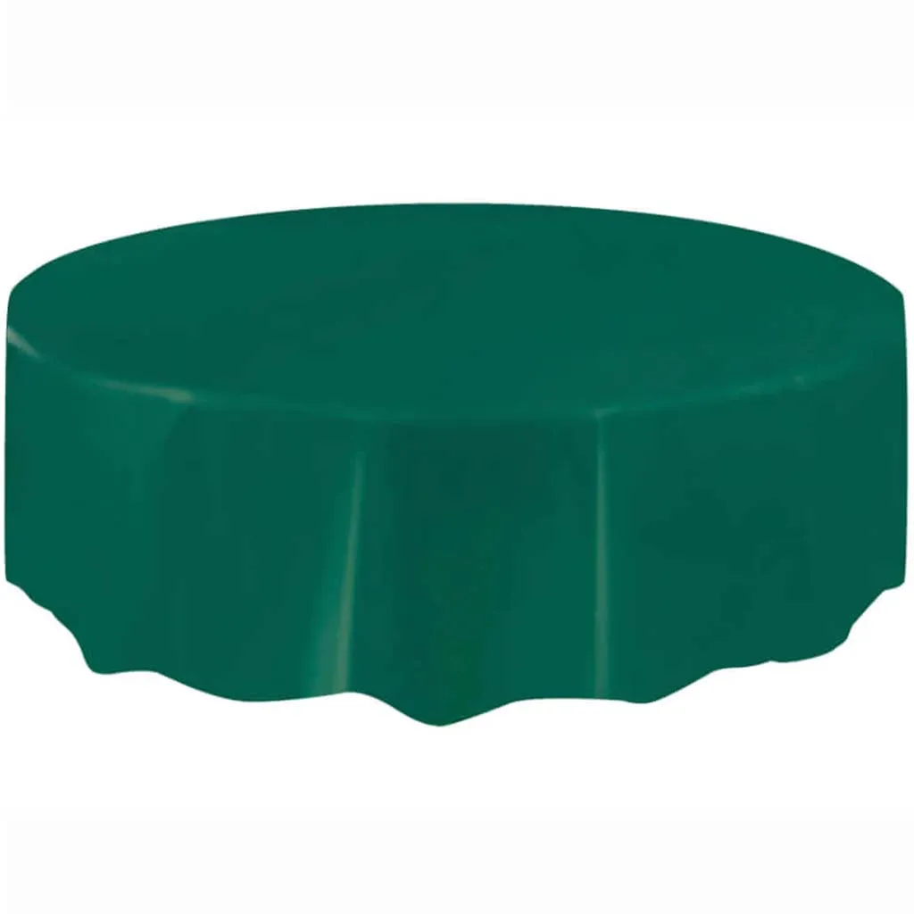 Forest Green Solid Round Tablecover 84in,