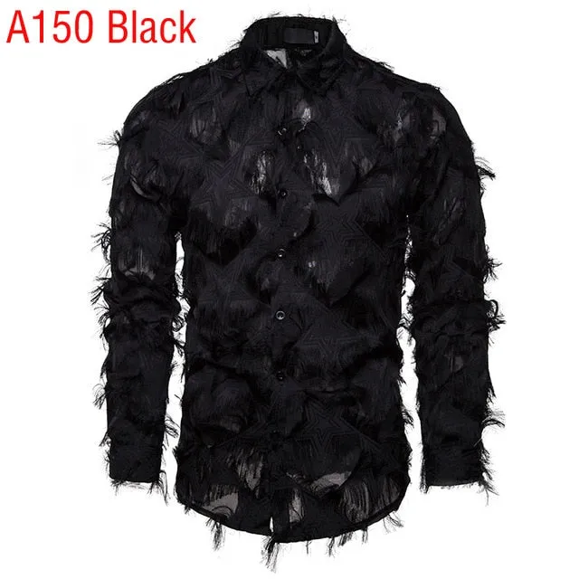 Full Feather Design Long-Sleeved Shirt