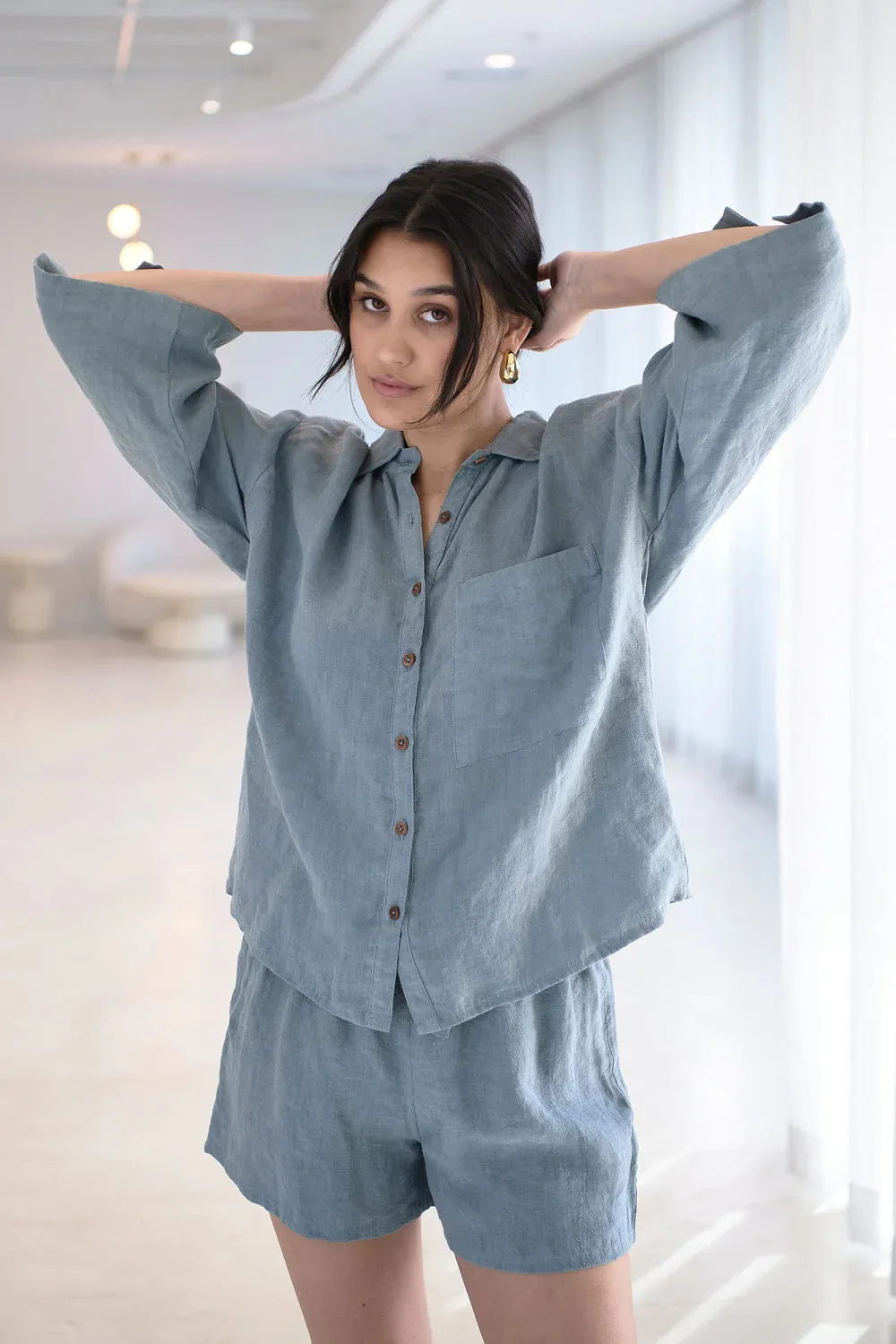 Fundamental Linen Shorts - Blue