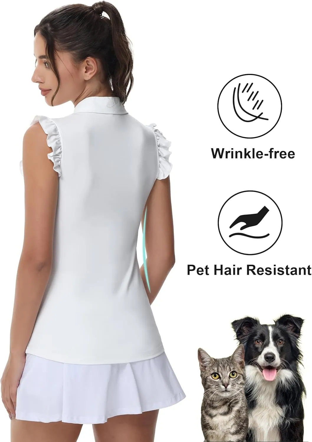 Gloryday Womens Sleeveless Golf Shirt Ruffle Sleeve Polo Shirts Moisture Wicking Golf Apparel Tennis Shirts Golf Tank Tops