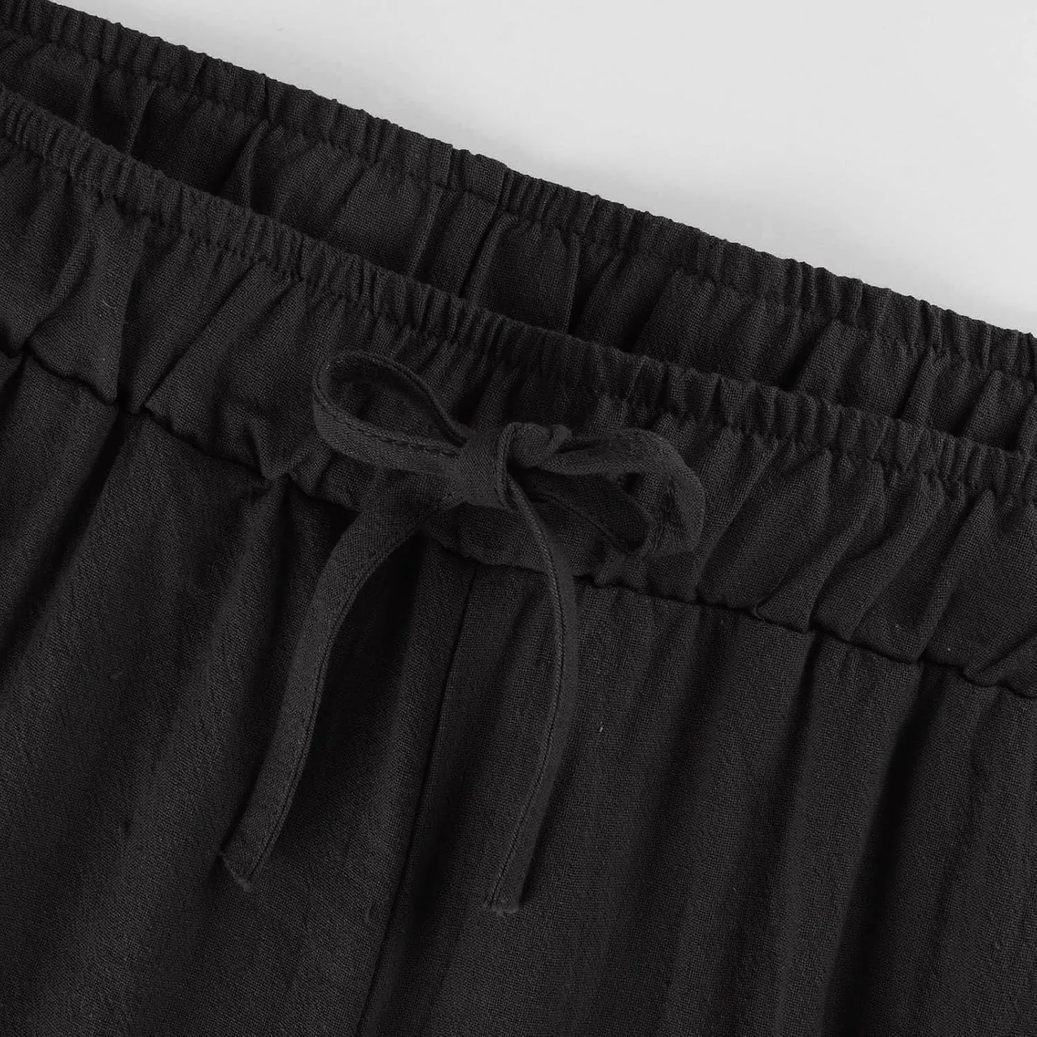 GOFULY Pants for Women Trendy Elastic Waist Drawstring Sumemr Pants Straight Wide Leg High Waisted with Pockets Slacks Clothe