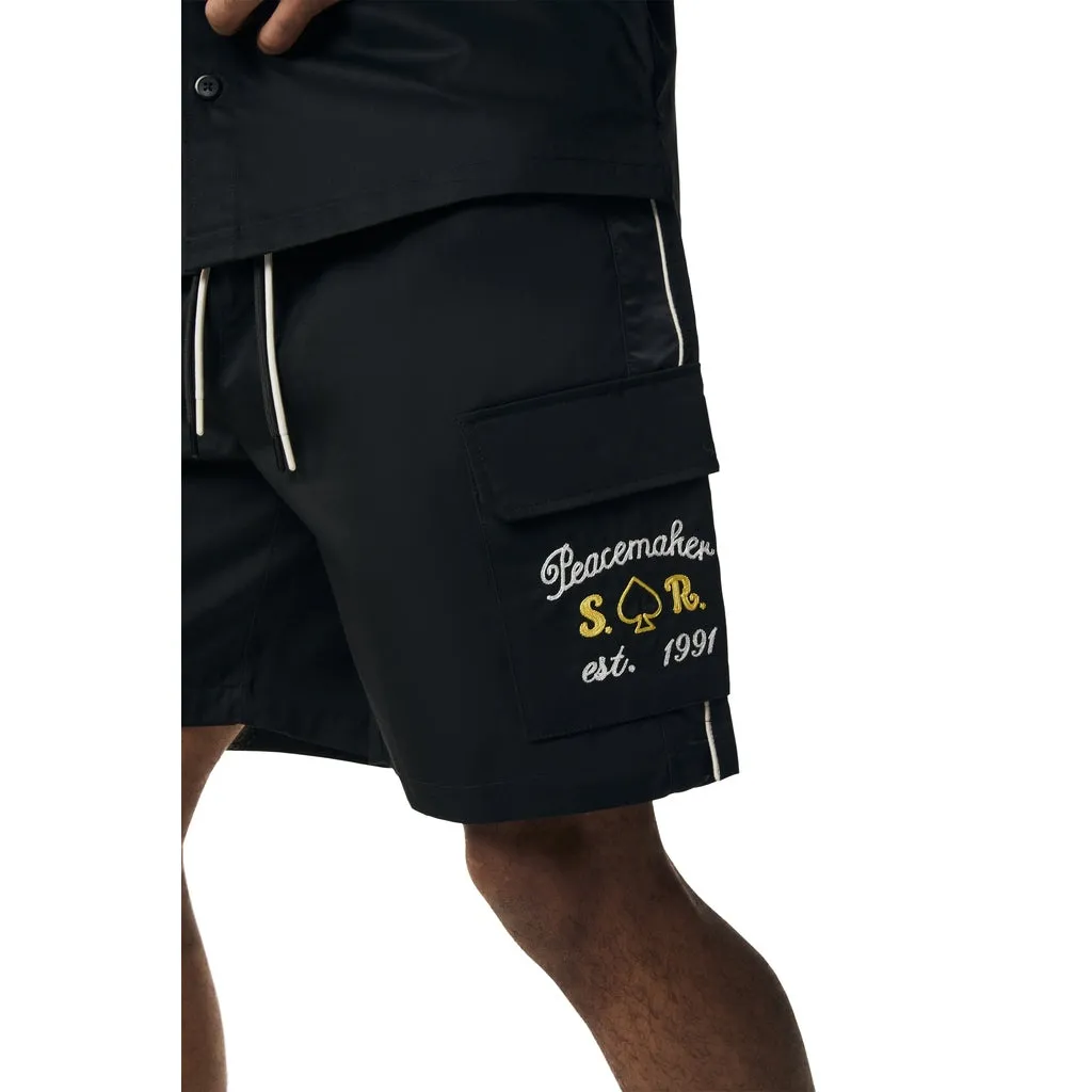 Graphic Twill Shorts - Black