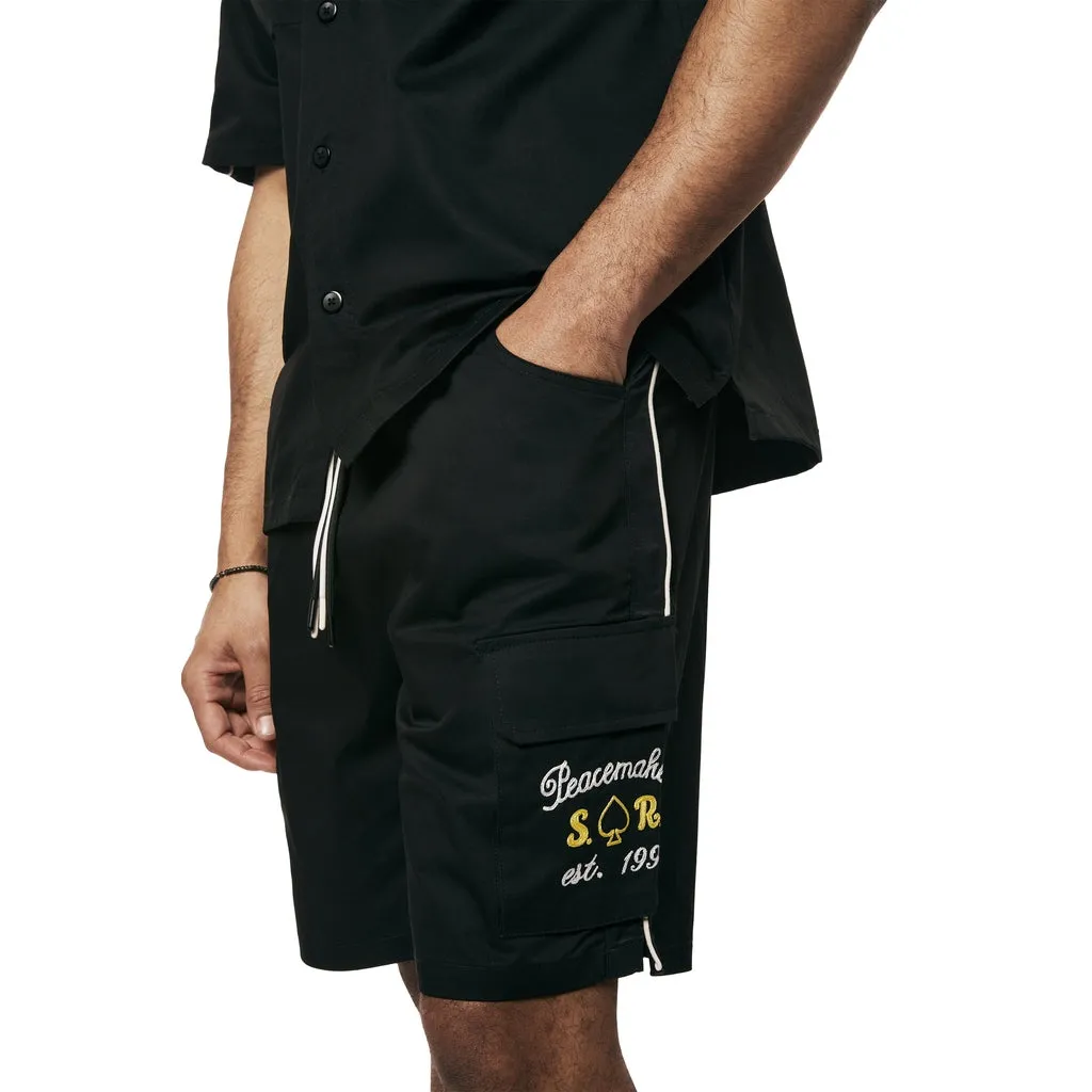 Graphic Twill Shorts - Black
