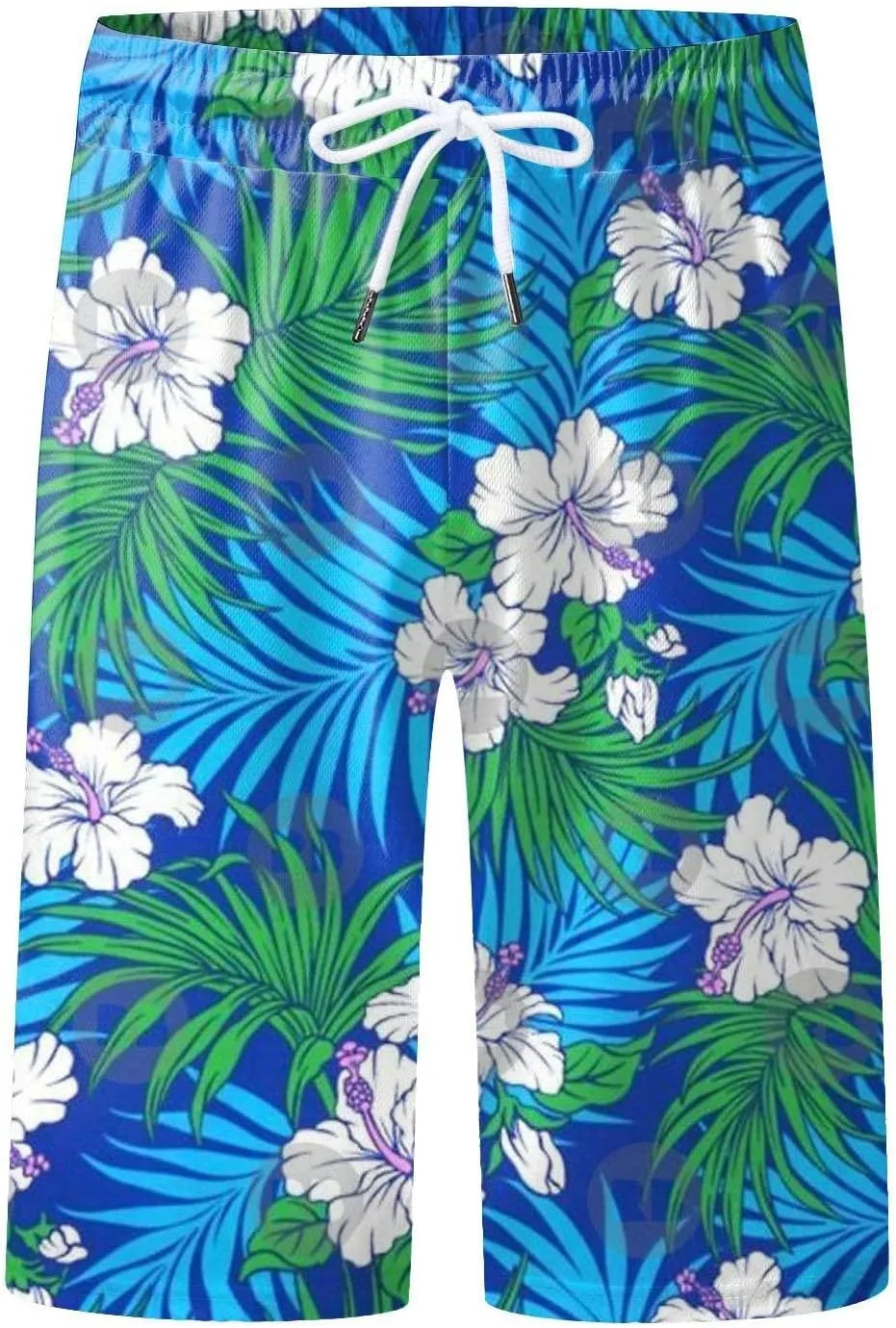 Hawaiian Shorts for Men Funny Print Casual Fashion Beach Shorts with Pockets Elastic Waist Drawstring Floral Board Shorts
