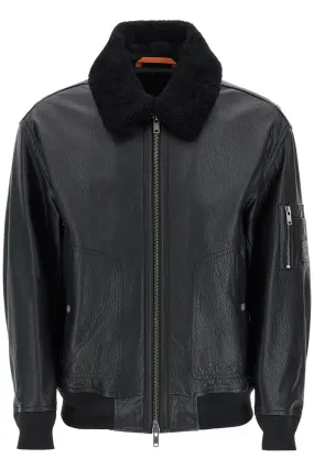 High-Collar Zip Leather Jacket