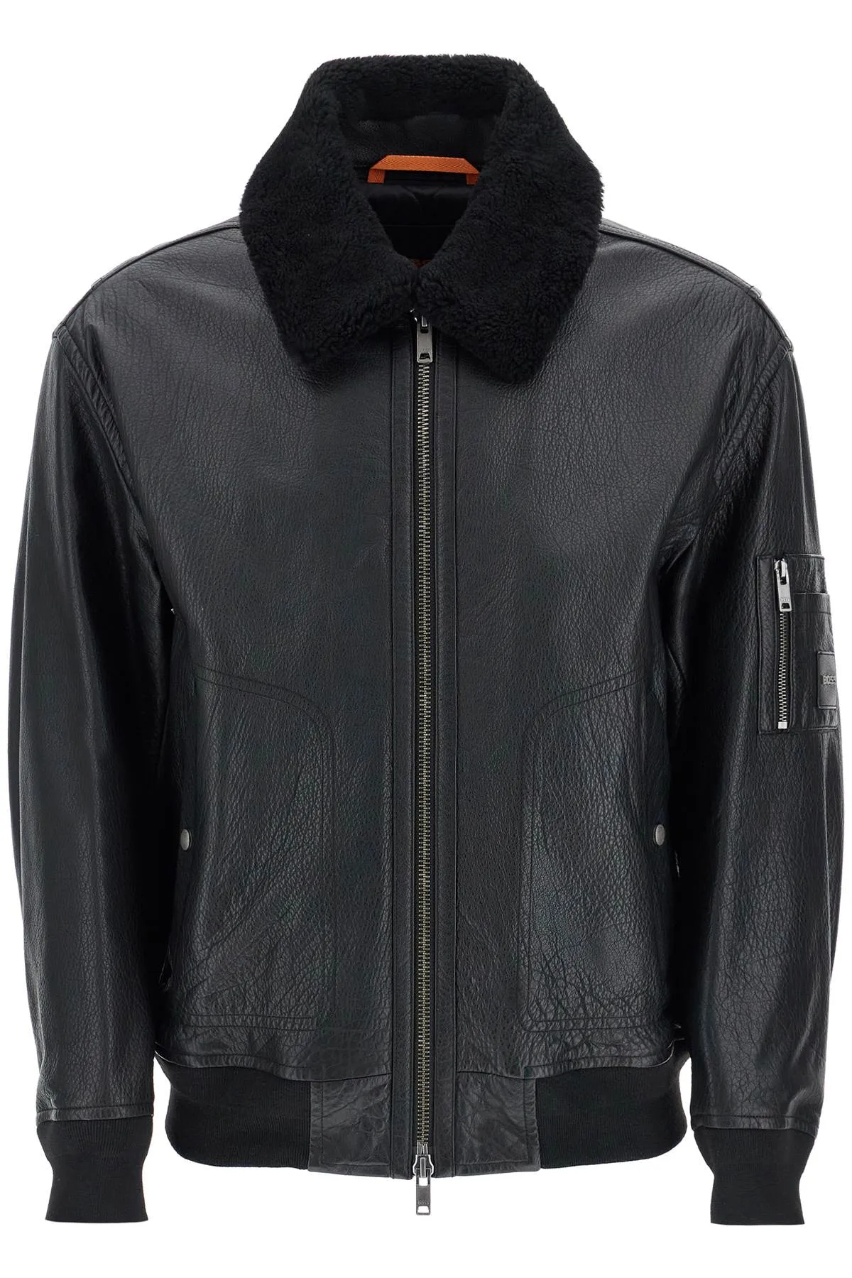 High-Collar Zip Leather Jacket