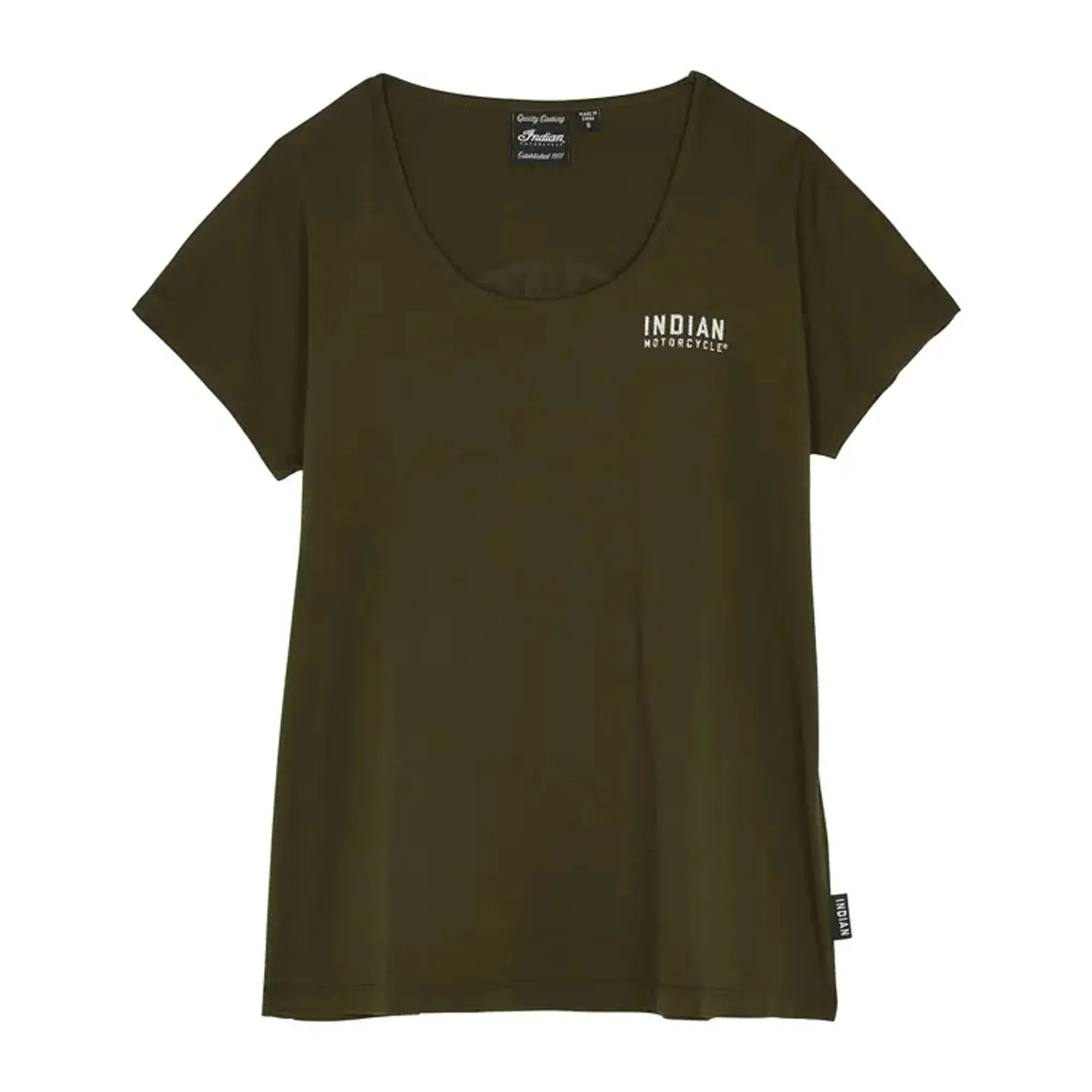 Indian Motorcycle  Womens Script Logo T-Shirt Tee Soft Cotton Classic Fit Green