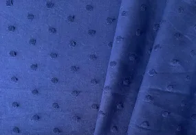 Inky Navy Dotted Embroidered Cotton Lawn (Made in Italy)