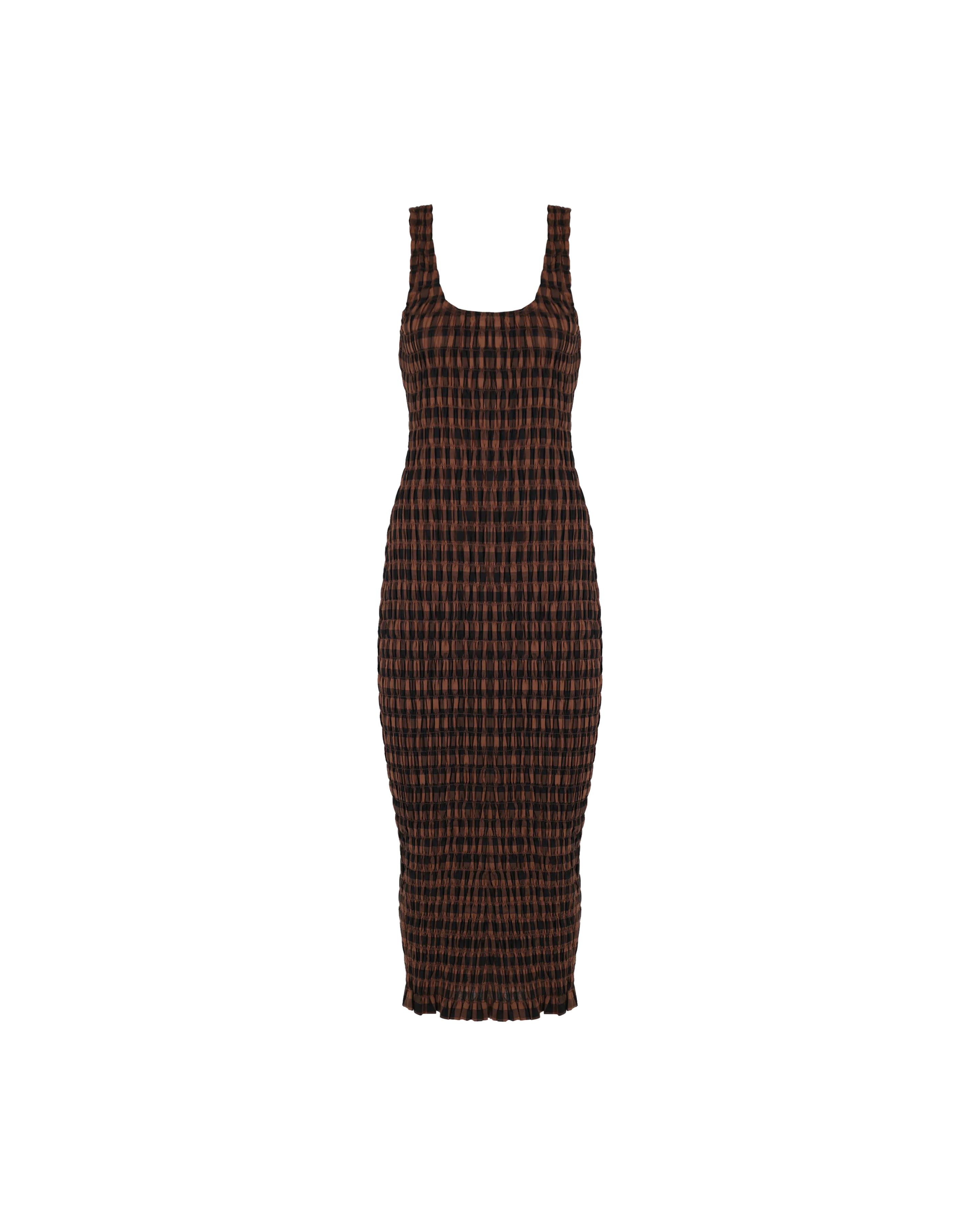 KLEIN GINGHAM MIDI DRESS CHOCOLATE CHECK