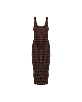 KLEIN GINGHAM MIDI DRESS CHOCOLATE CHECK