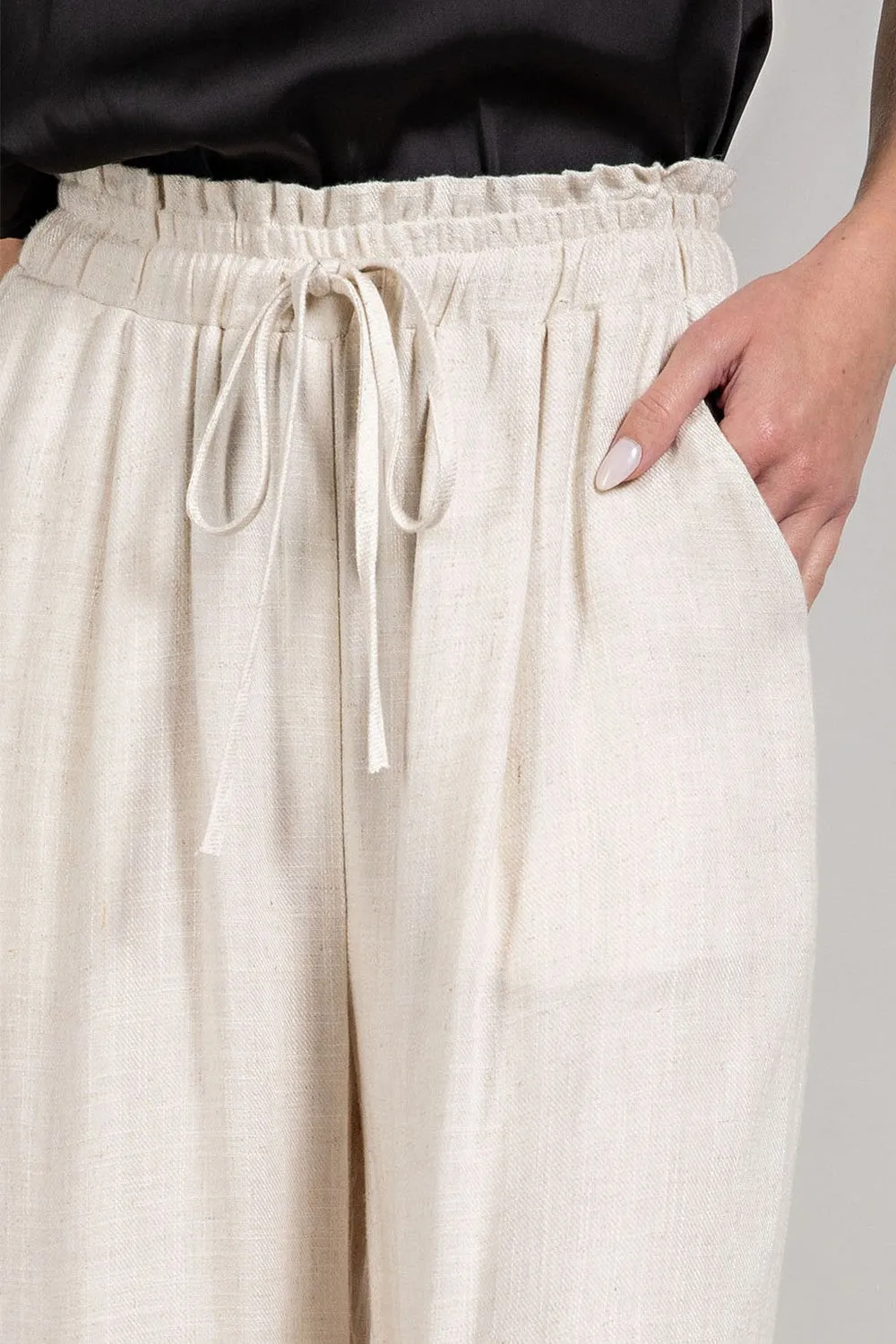 Kylie Drawstring Linen Pants - Oatmeal