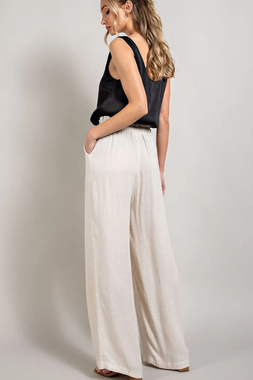 Kylie Drawstring Linen Pants - Oatmeal