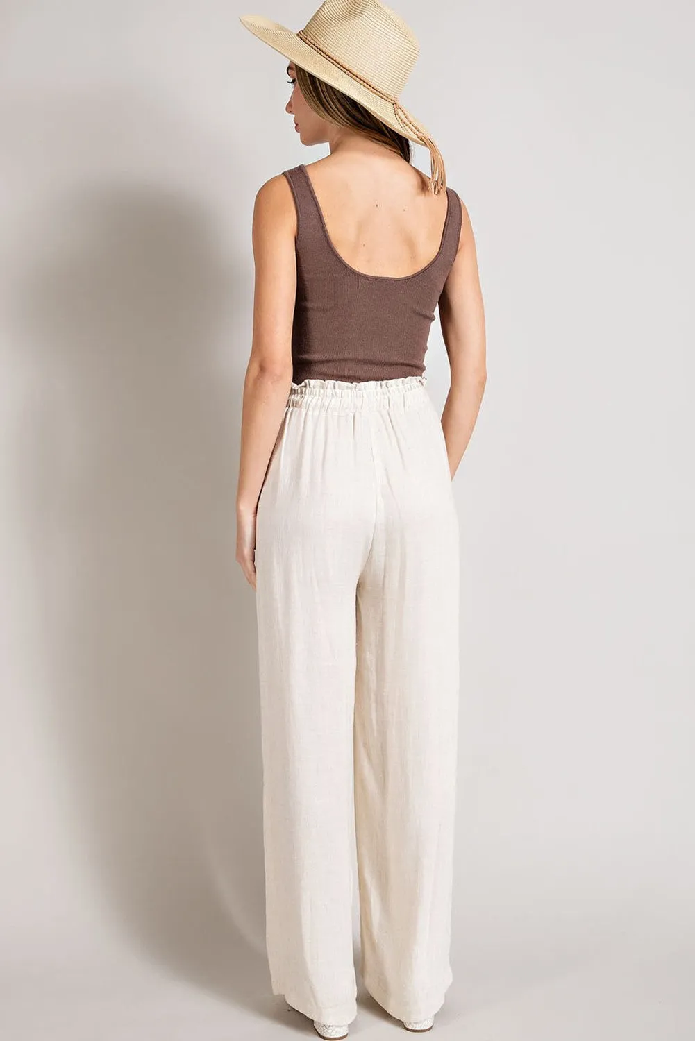 Kylie Drawstring Linen Pants - Oatmeal