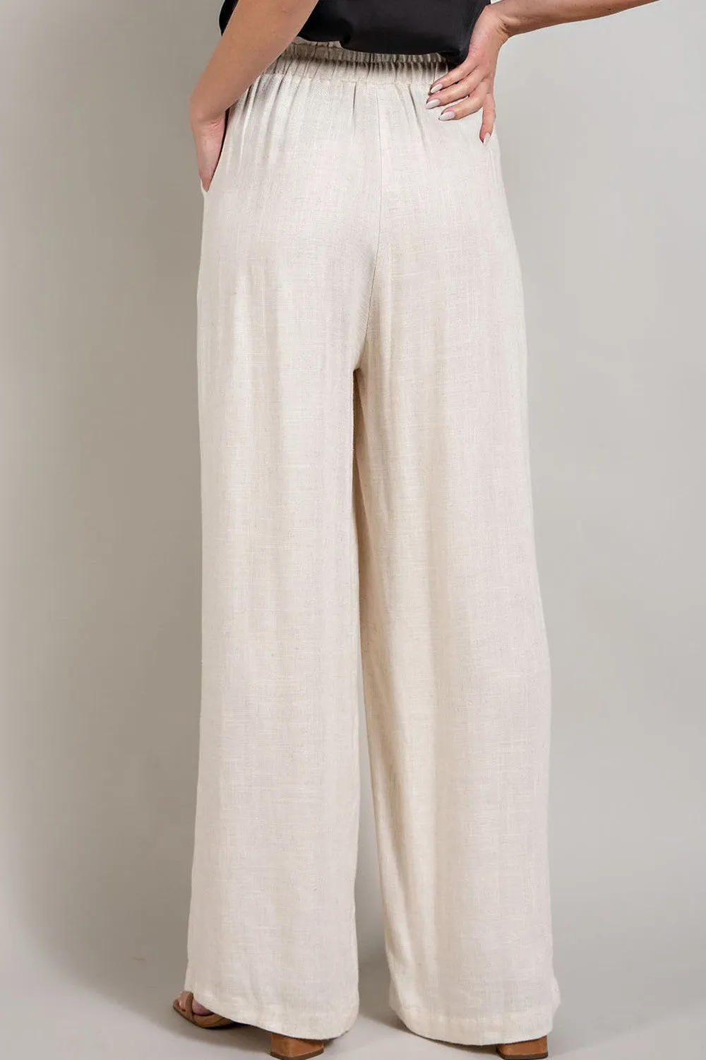 Kylie Drawstring Linen Pants - Oatmeal