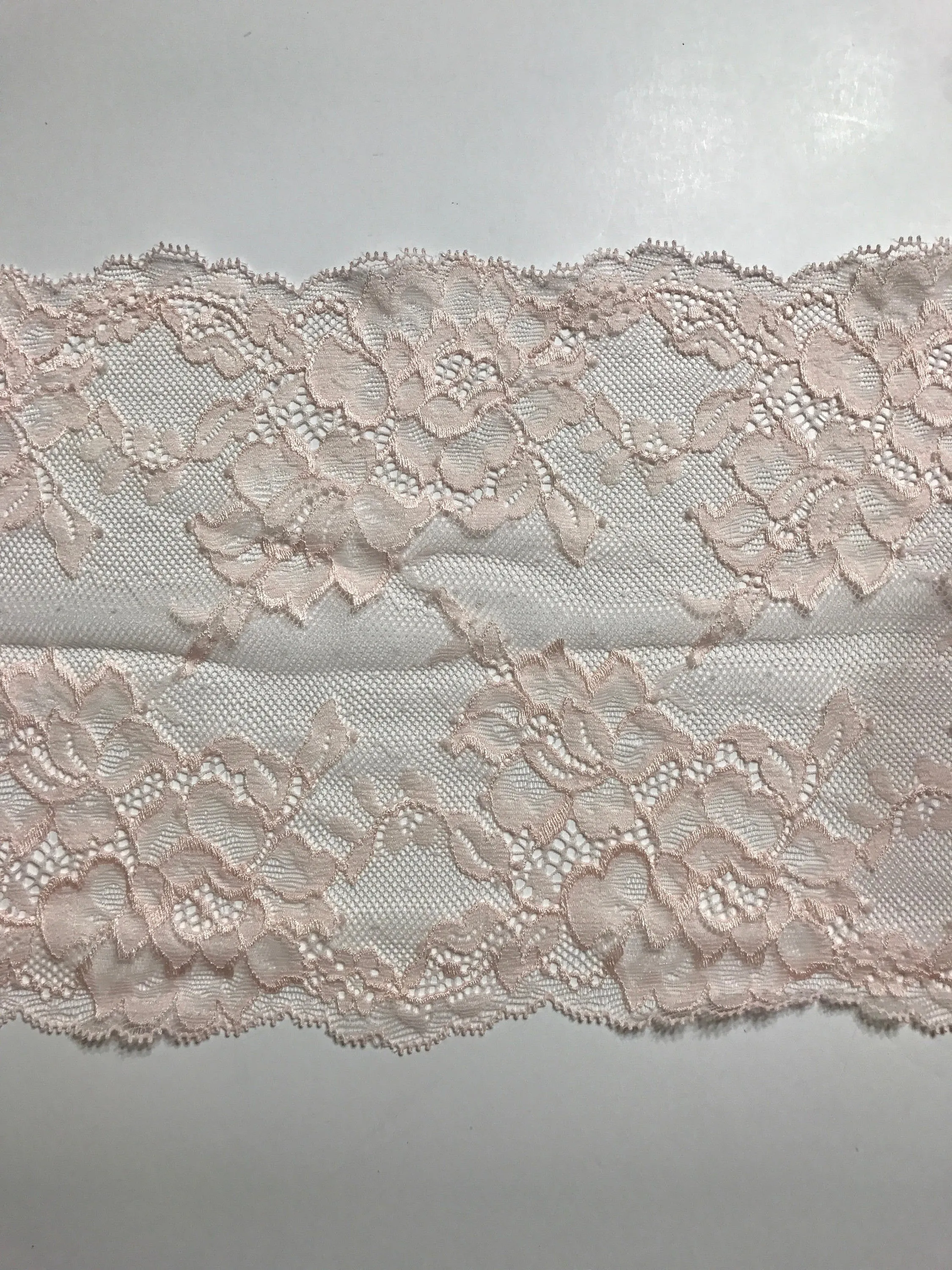 Light Peach 6.5" Wide Stretch Lace
