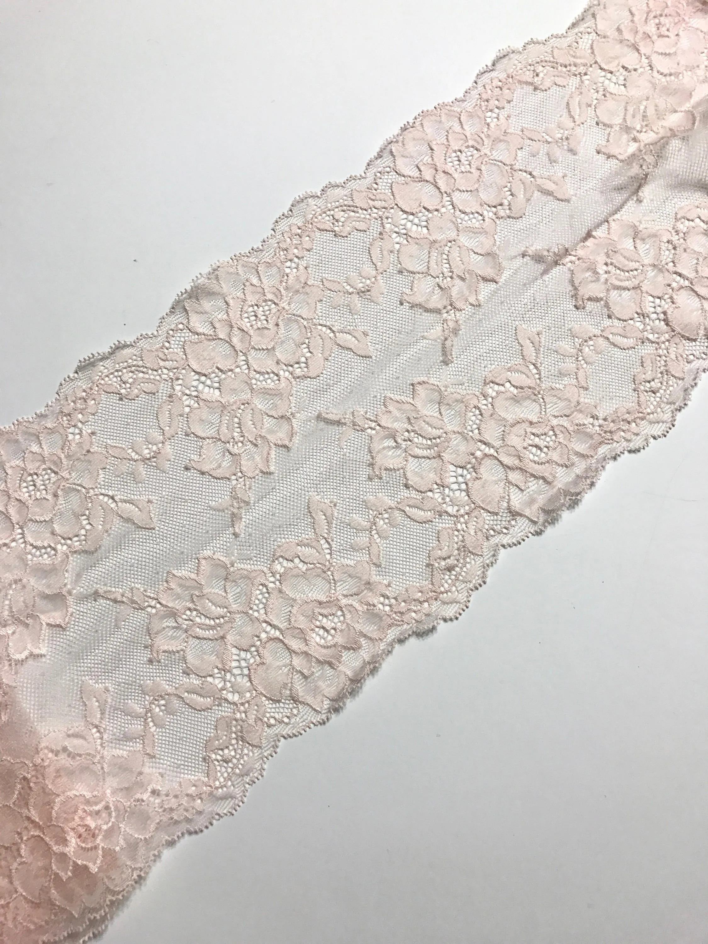 Light Peach 6.5" Wide Stretch Lace