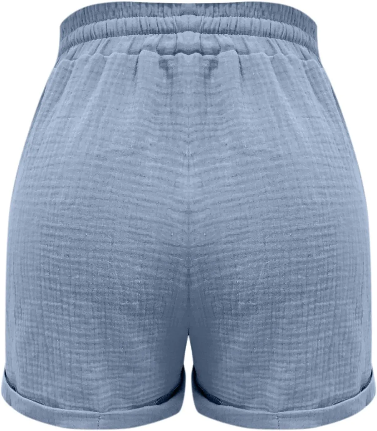 Linen Shorts for Women Casual Drawstring Elastic Waist Summer Shorts Wide Leg Lightweight Lounge Shorts with Pockets