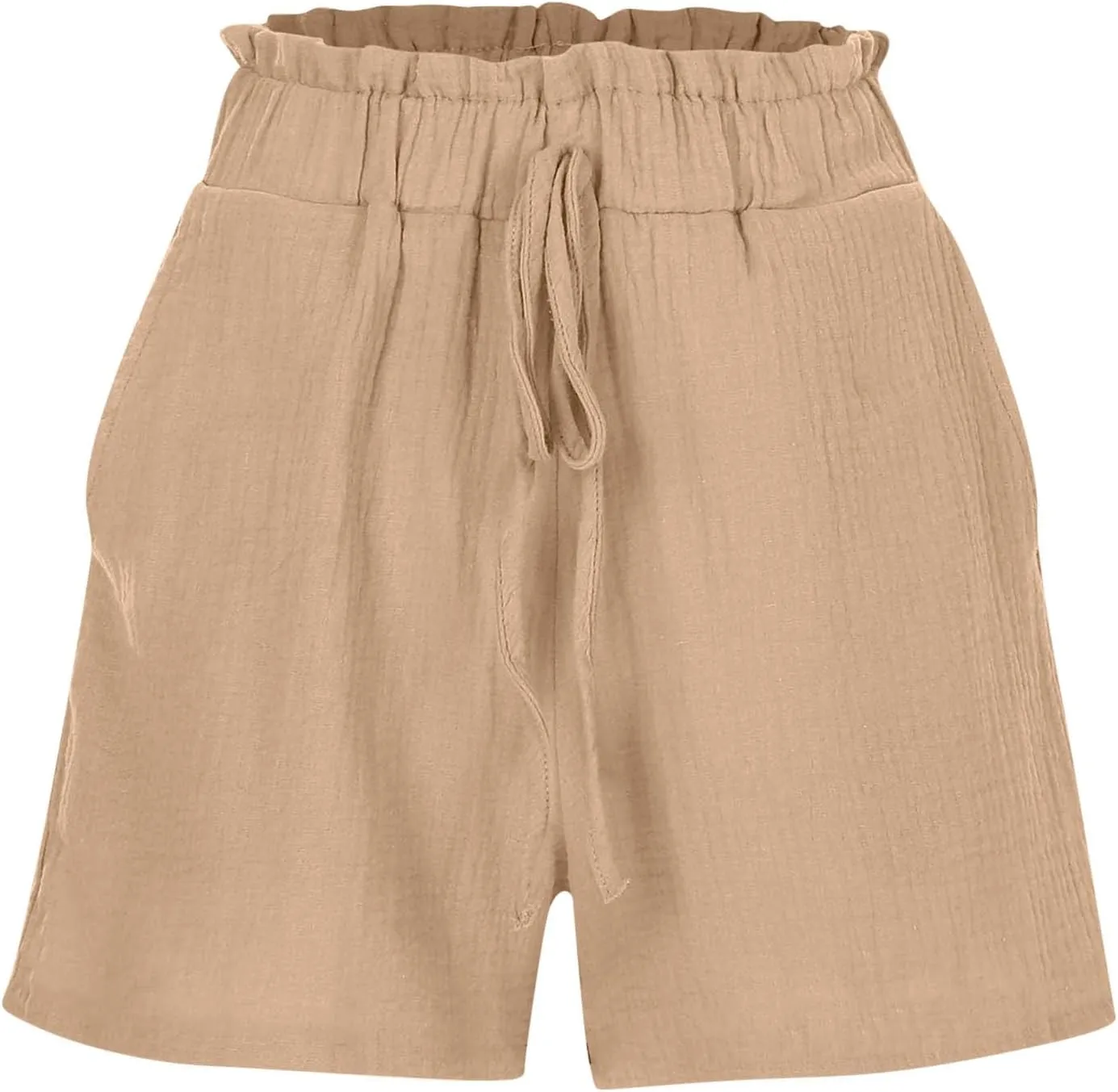 Linen Shorts for Women High Waisted Elastic Waist Summer Beach Shorts Casual Short Pants with Pockets