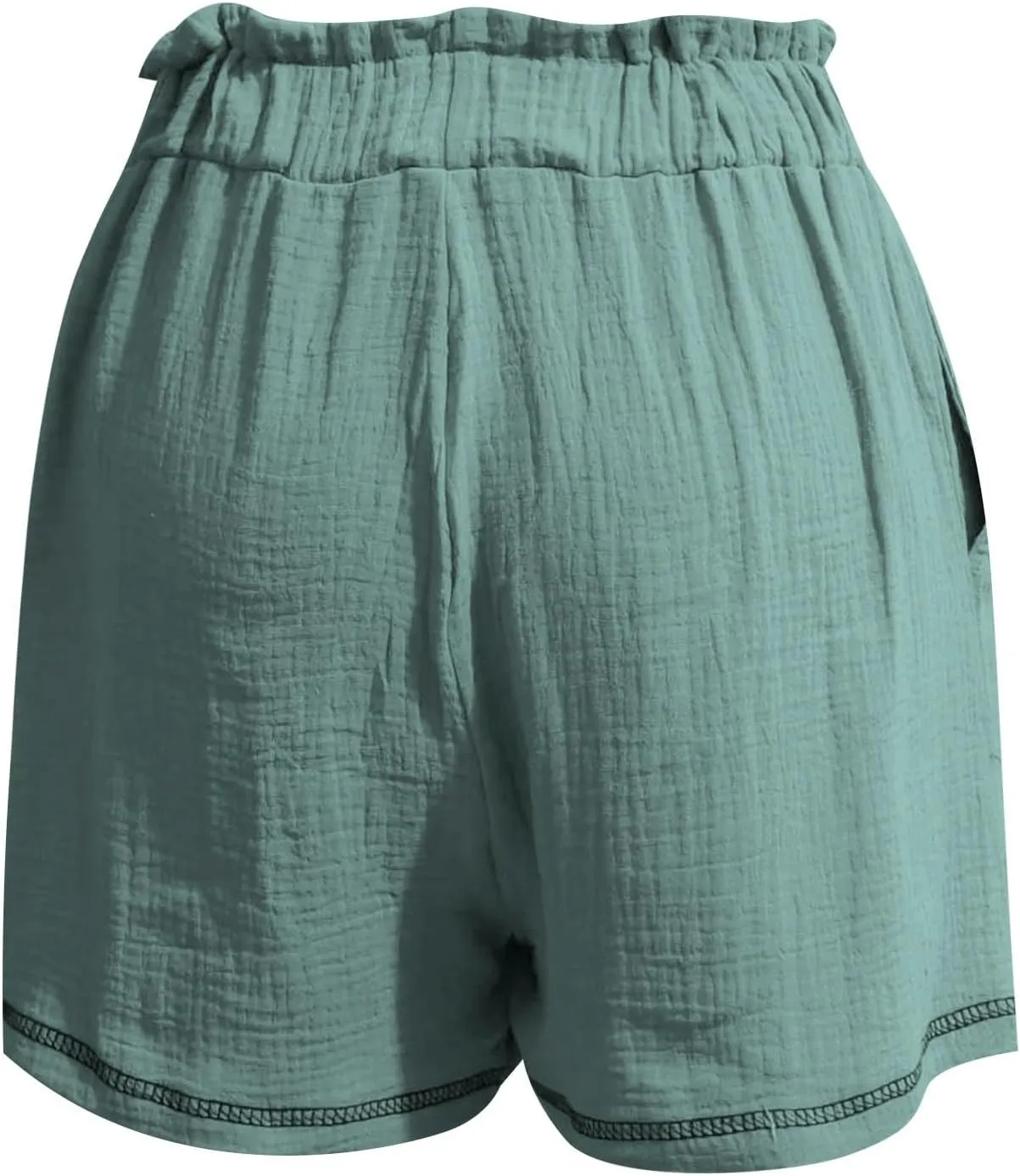 Linen Shorts for Women High Waisted Elastic Waist Summer Beach Shorts Casual Short Pants with Pockets