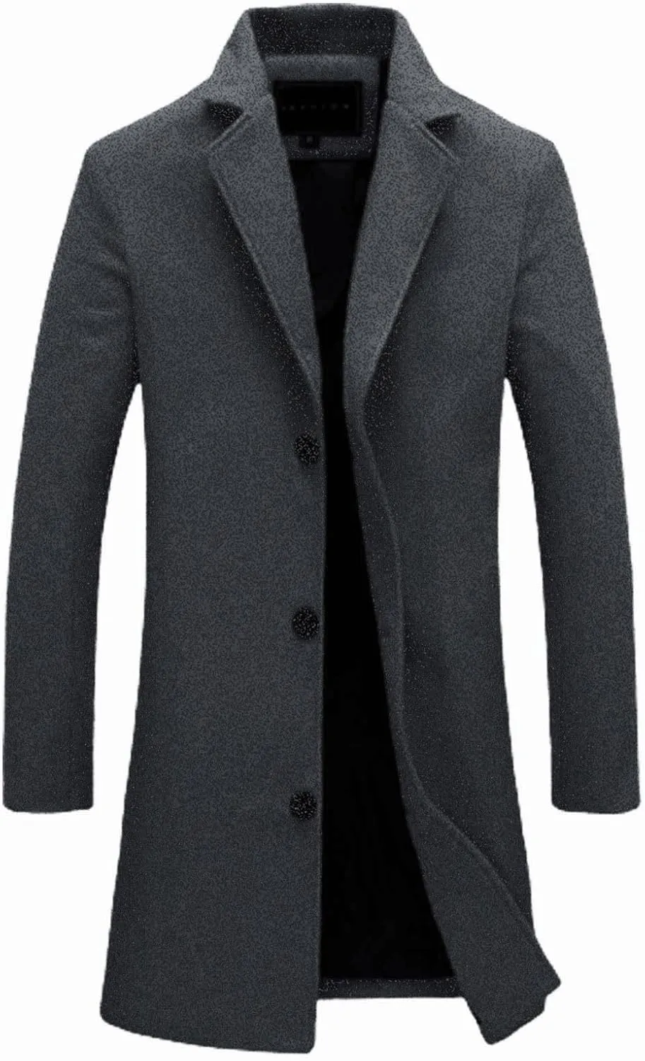Men Casual Trench Coat Oversize Notched Lapel Single Breasted Mid Long Overcoat Stylish Classic Business Work Peacoat