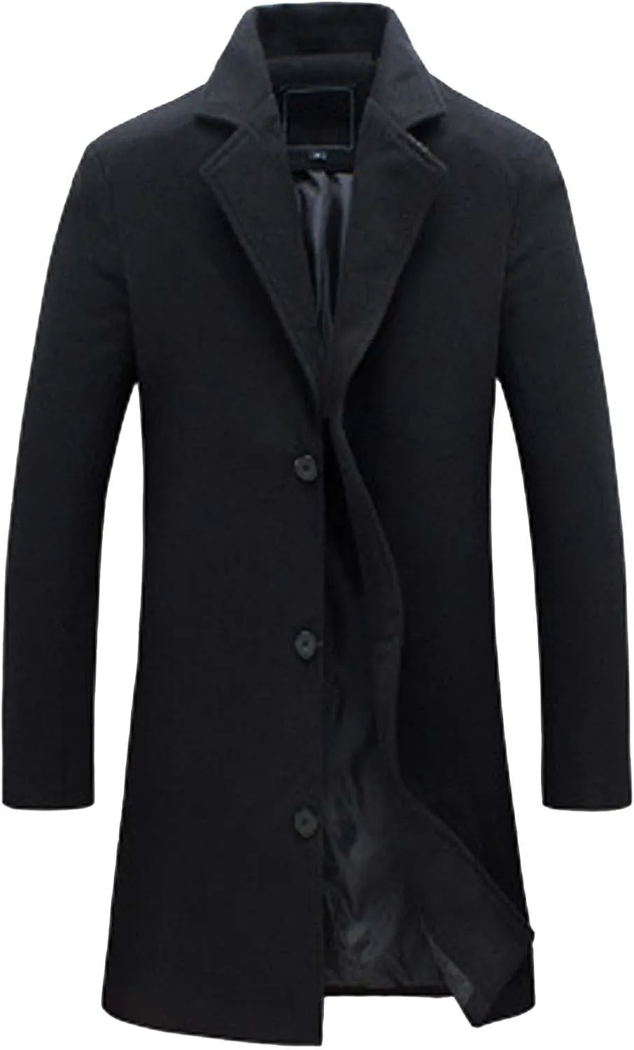 Men Casual Trench Coat Oversize Notched Lapel Single Breasted Mid Long Overcoat Stylish Classic Business Work Peacoat